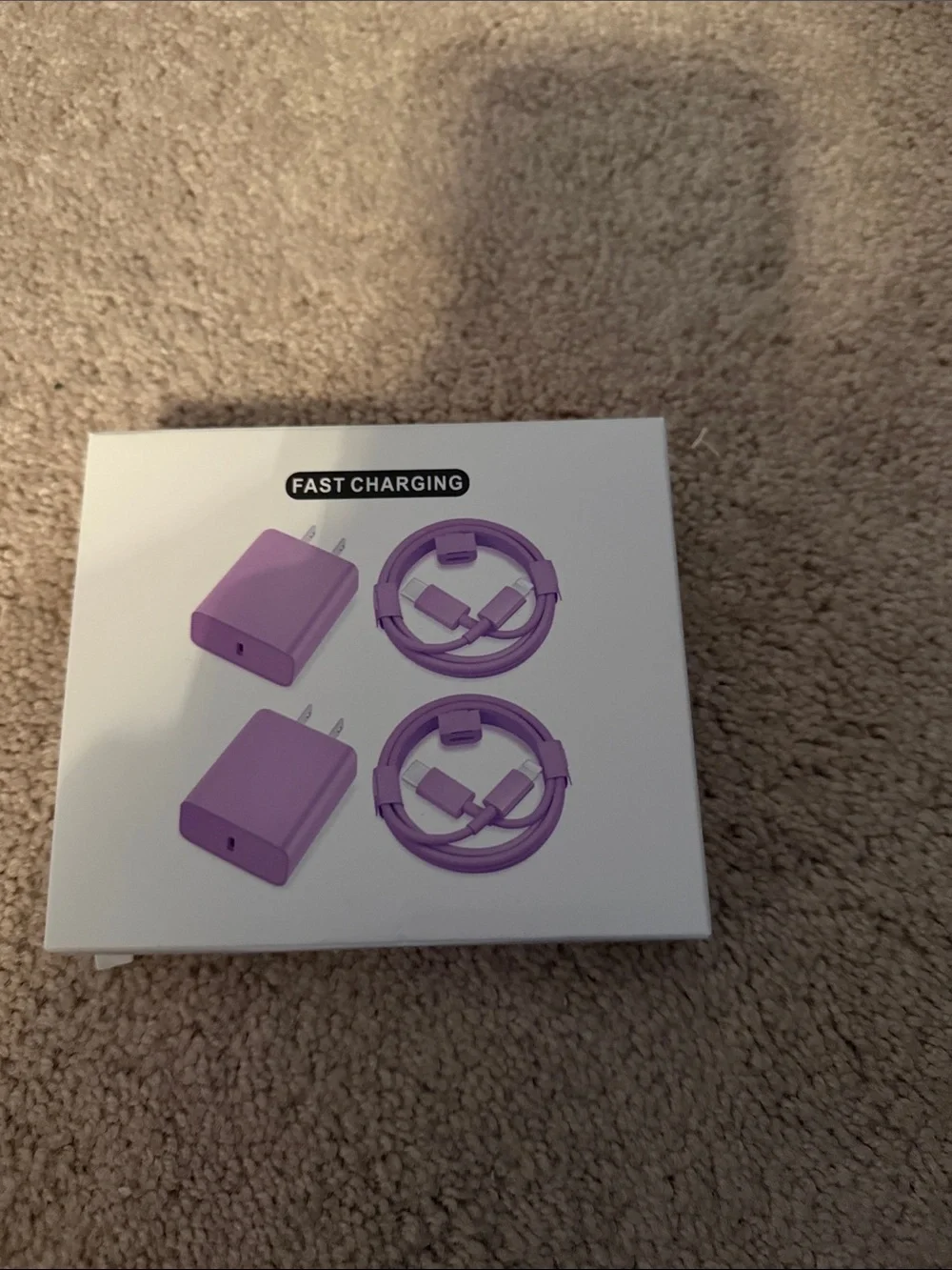 Fast Charging Purple USB Wall Charger and Cable Set